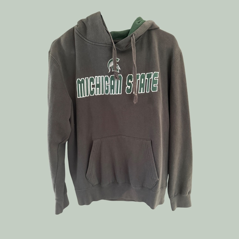 Campus Heritage Michigan State Spartans Gray Hoodie Mens Small MSU Sweatshirt